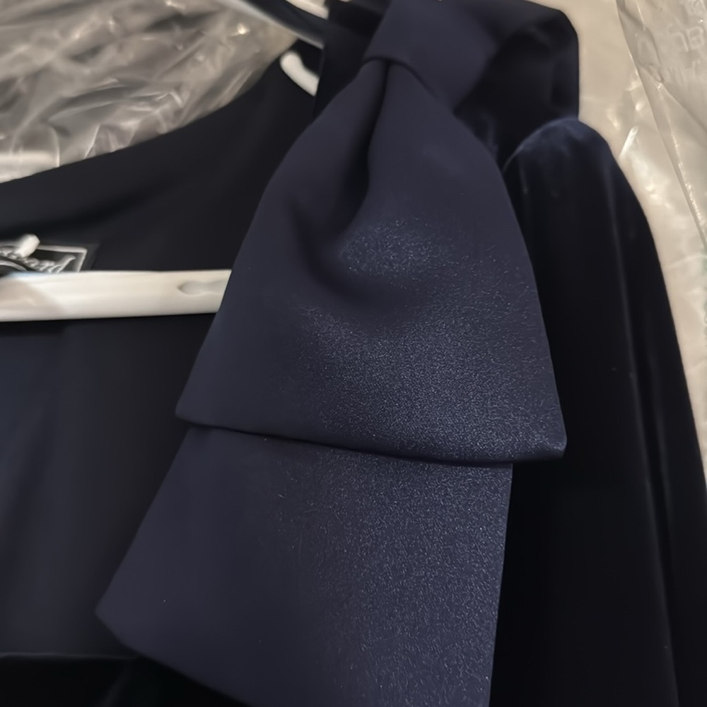 Jessica Howard Elegant Navy Blue Velvet Long Evening Gown Size 14 - Picture 8 of 12